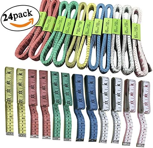 BSLINO 24pcs Tape Measures 60-Inch/150cm Cloth Measuring Tape Weight Loss Medical Body Measurement Sewing Tailor Craft Vinyl Ruler, Has Centimetre Scale on Reverse Side
