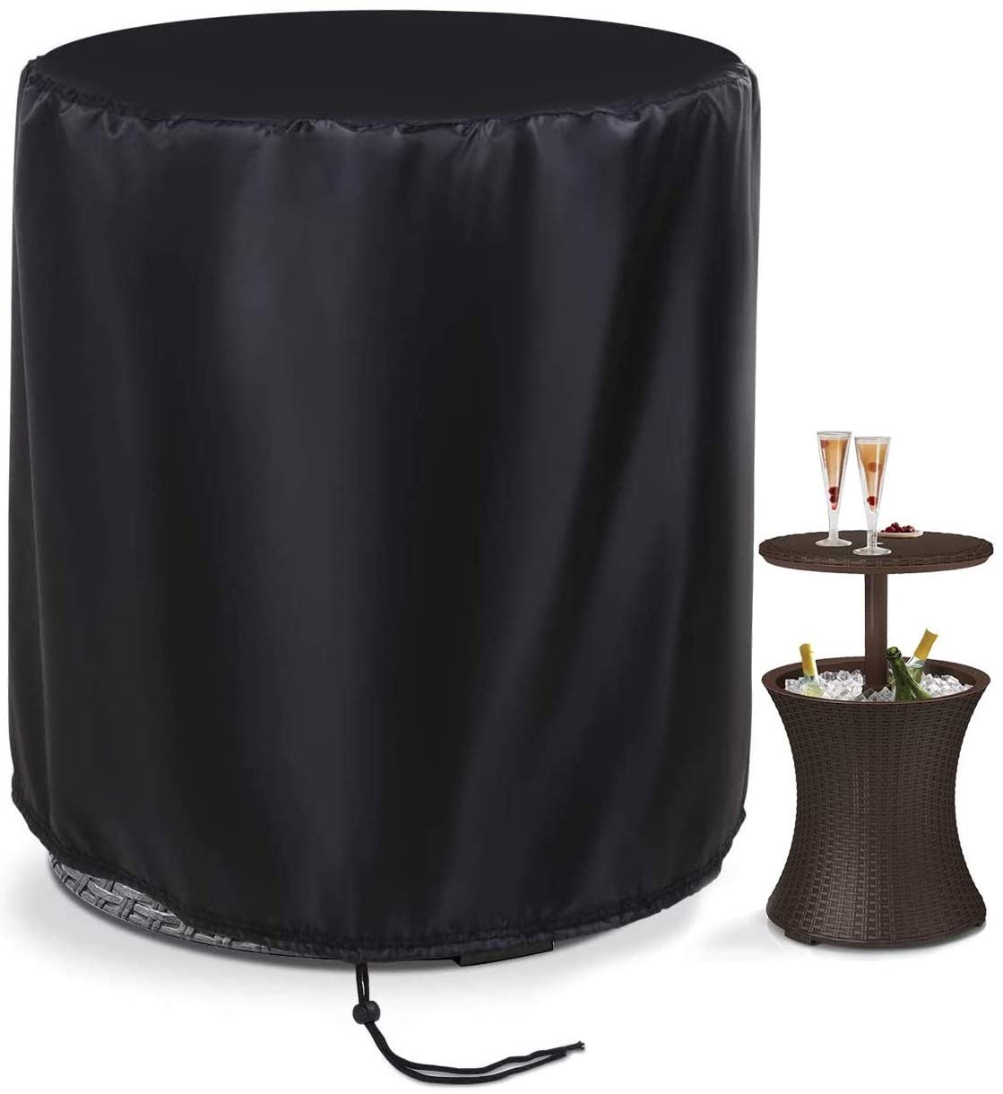 ELR Outdoor Patio Cool Bar Table Cover for Keter 7.5-Gal Beverage Bins - Waterproof Round Beer Cooler Anti-UV Garden