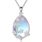 KQF Teardrop/Heart Moonstone Necklace for Women Sterling Silver Filigree Moonstone Pendant Necklace Jewelry Gifts for Mother Wife Daughter