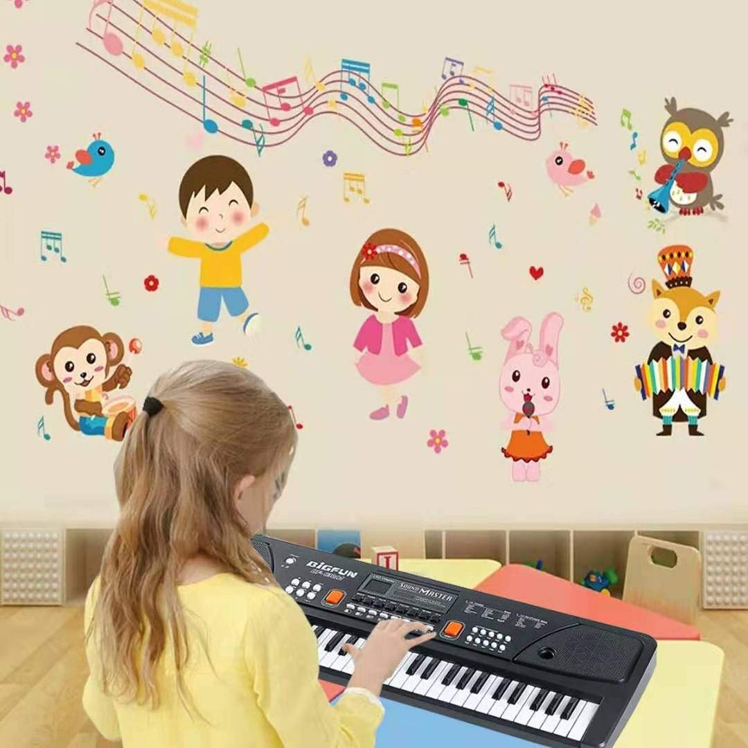 TianYaer Teclado Electrónico Piano 61 Teclas, Teclado de Piano Portátil con Micrófono Teclado portátil Regalo para Niño, Niña Principiantes