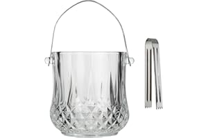 Lily's Home Glass Ice Bucket with Handle and SS Tongs This Beautiful Piece is Ideal for Entertaining and Every Day Use