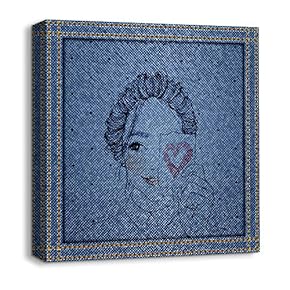 Canvas Wall Art Beautiful Jeans Fabric Feature Painting Artwork for Home Prints Framed - 12x12 inches