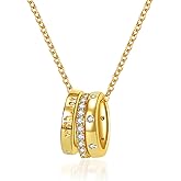 4eververde Rhodium Plated Paved Circle chocker necklace 14k gold plated 3 circles Pendant Necklaces