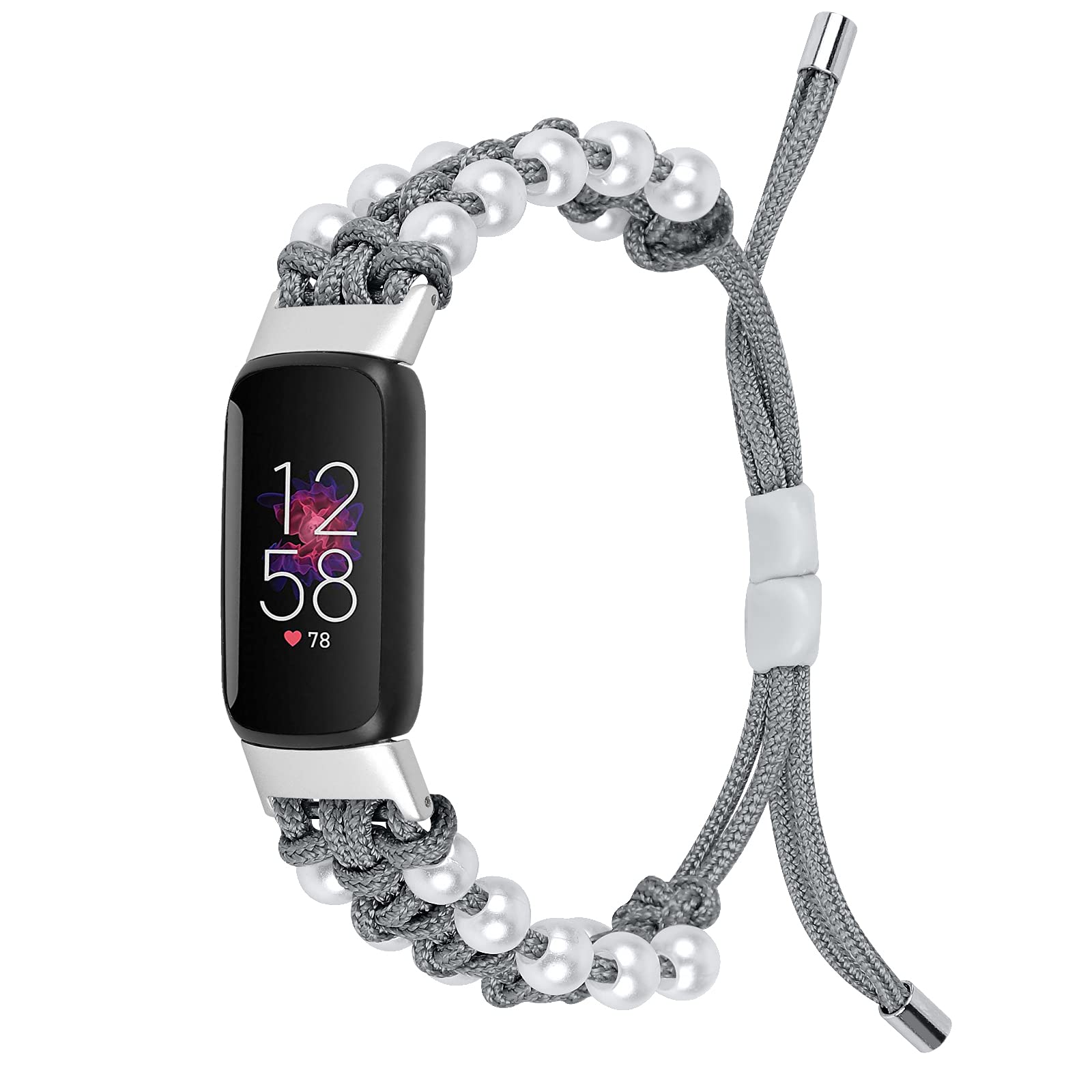 Ginamart Compatible with Fitbit Luxe Strap, Women Girls Woven Nylon Adjustable Arm Bands Sport Replacement Strap Wristband for Luxe Activity Tracker (Grey)