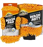 Microfiber Car Wash Mitt and Pad Set by Armor All, Machine Washable, Highly Absorbent Cleaner for...
