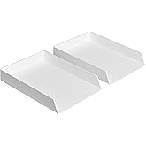 �鶹�� Basics Rectangular Plastic Desk Organizer, letter size Tray, 2-Pack, 33 x 24 x 5.5 cm, White