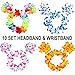 INNOCHEER 40 Pcs Hawaiian Leis, Luau Party Supplies of Elastic Flowers Necklaces, Headbands and Wristbands - Tropical Hawaiian Decorations, Beach Party Decorations, Birthday Party Favors