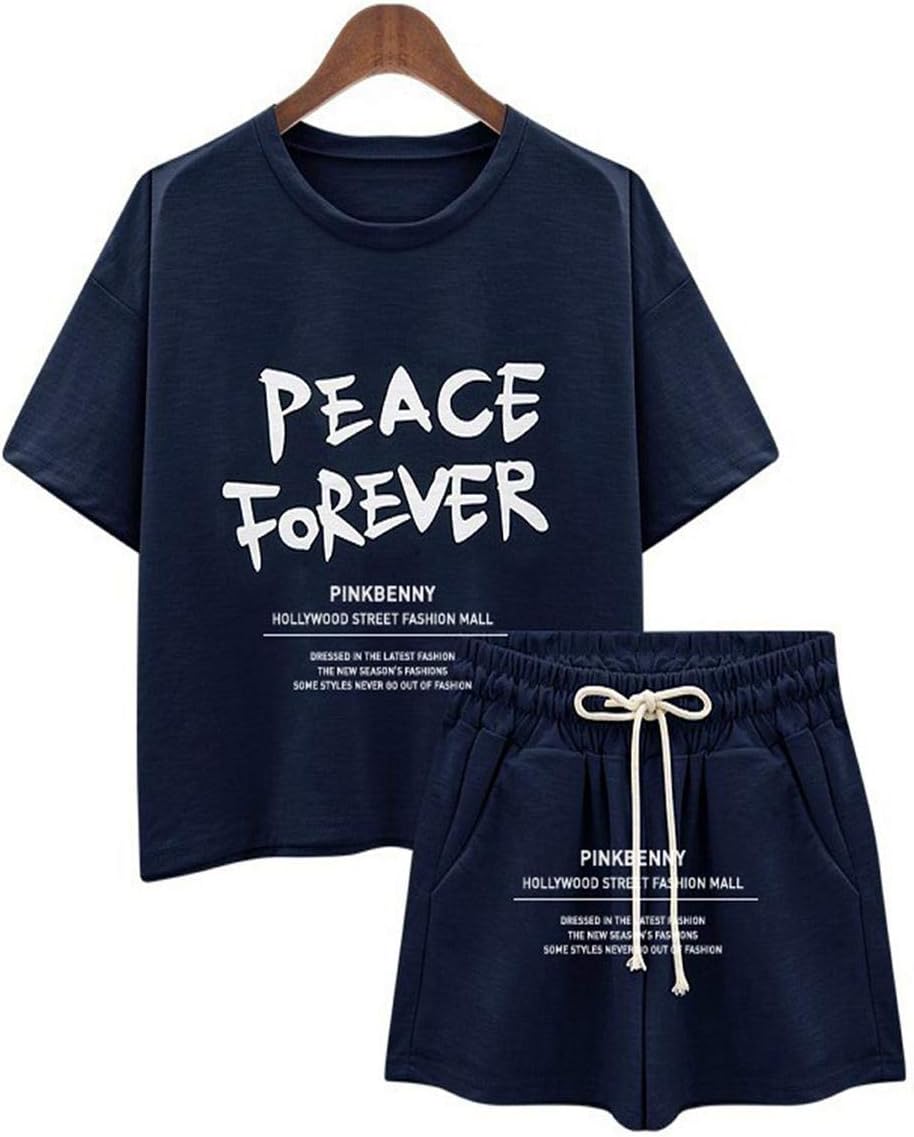 CCTor Pijamas Feminino Women Pyjama Sleepwear Lounge Wear Loose Casual Pajamas Cotton Womens Summer 2-Piece Pants Set 2020