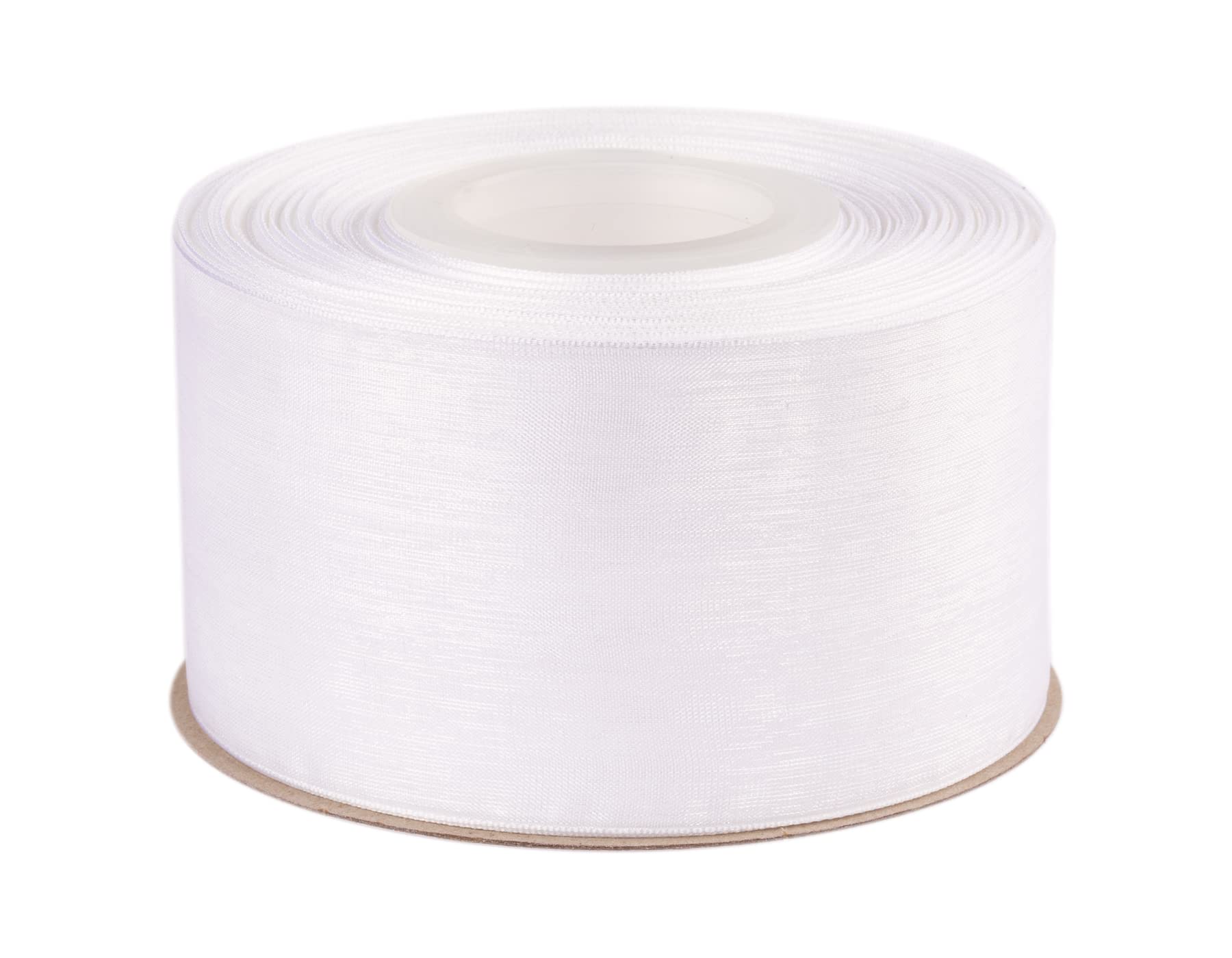 Ribbonitlux 50mm Sheer Organza Ribbon, White Shimmer Chiffon Ribbon 45M-Roll, Ideal for Wedding Events Christmas Decaration Making Floral Bouquets DIY Crafts