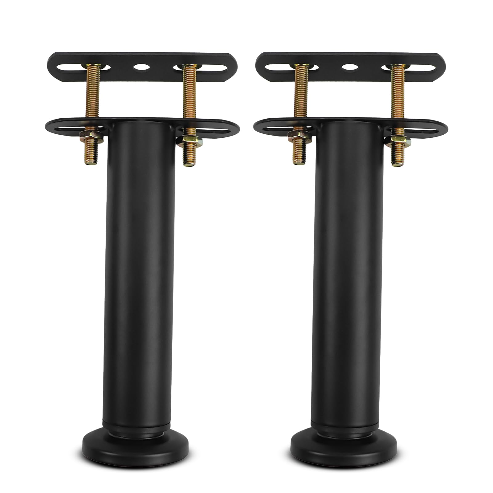 Bed Support Legs, Metal Adjustable Legs for Bed, Heavy Duty Bed Center Frame Middle Reinforce Circular Bottom Extendable Slat Support Leg for Cabinet Sofa Bed Frame Replacement Parts (Black 2 Pcs) — image 1