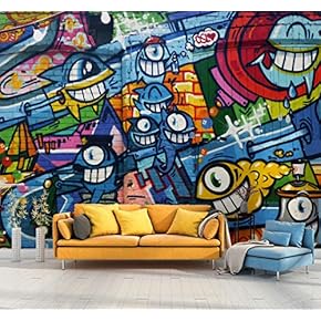 Wall Mural Colorful Graffiti Removable Wallpaper Wall Sticker for Bedroom Living Room - 66x96 inches