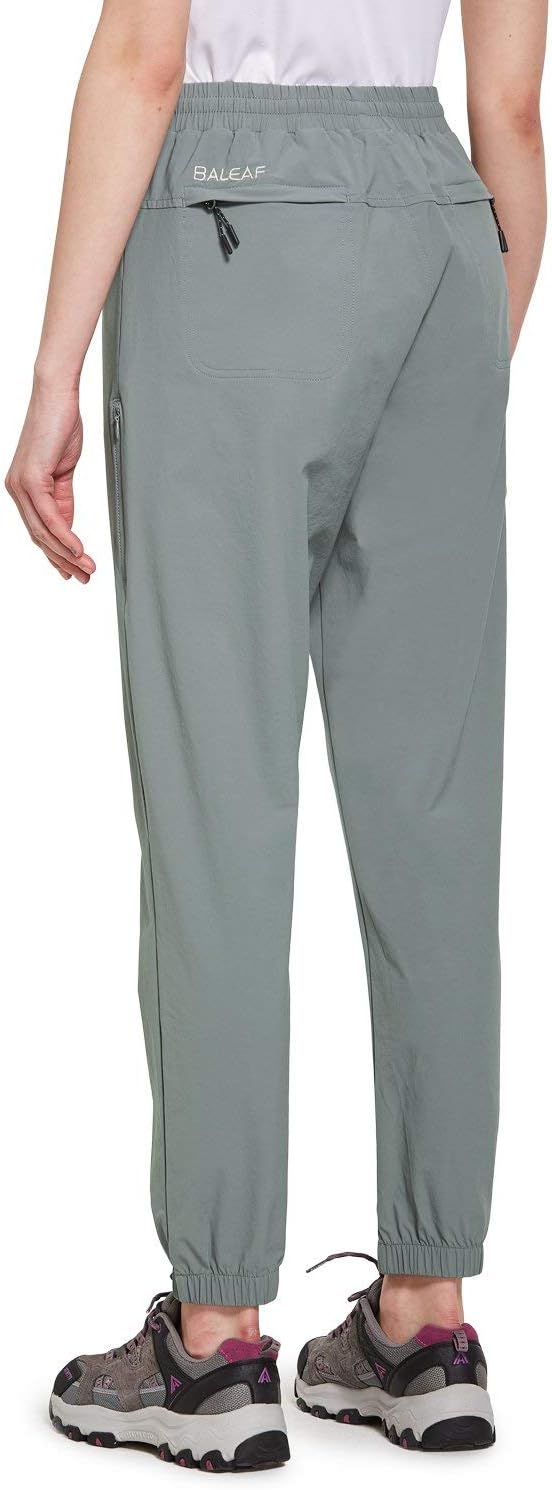 BALEAF Women's Hiking Pants Quick Dry Drawstring Joggers with Pockets Lightweight Running UPF Ankle Capri : Clothing