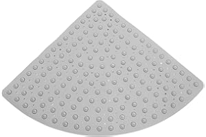 Veemoon Triangle Non-Slip Shower Mat 70x70cm Gray Silicone Corner Bath Mat for Elderly Bathroom Safety