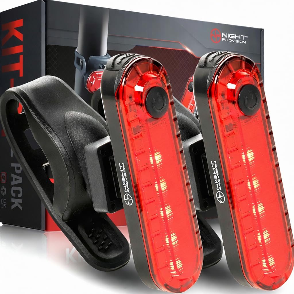 KIT-R1 Rear Bike Lights USB-C Rechargeable LED Back Taillight 18hr Max Ultra Long Run-time Cycling Safety Flashers Blinkers 4 Light Modes (2 PACK)