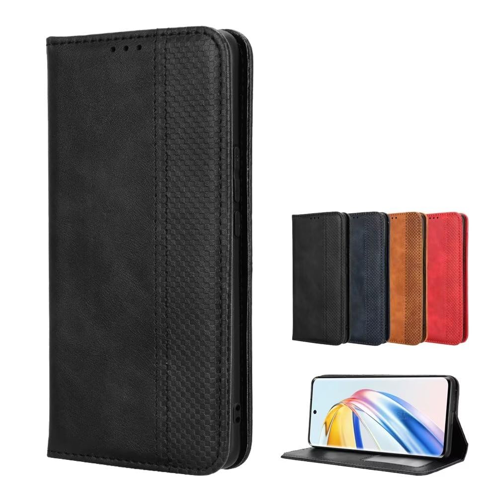 TIANYUE Wallet Case for HMD Pulse Pro, Vintage PU Leather Flip Case with Magnetic Closure, with Kickstand Card Slots Wallet Cover for HMD Pulse Pro-Black