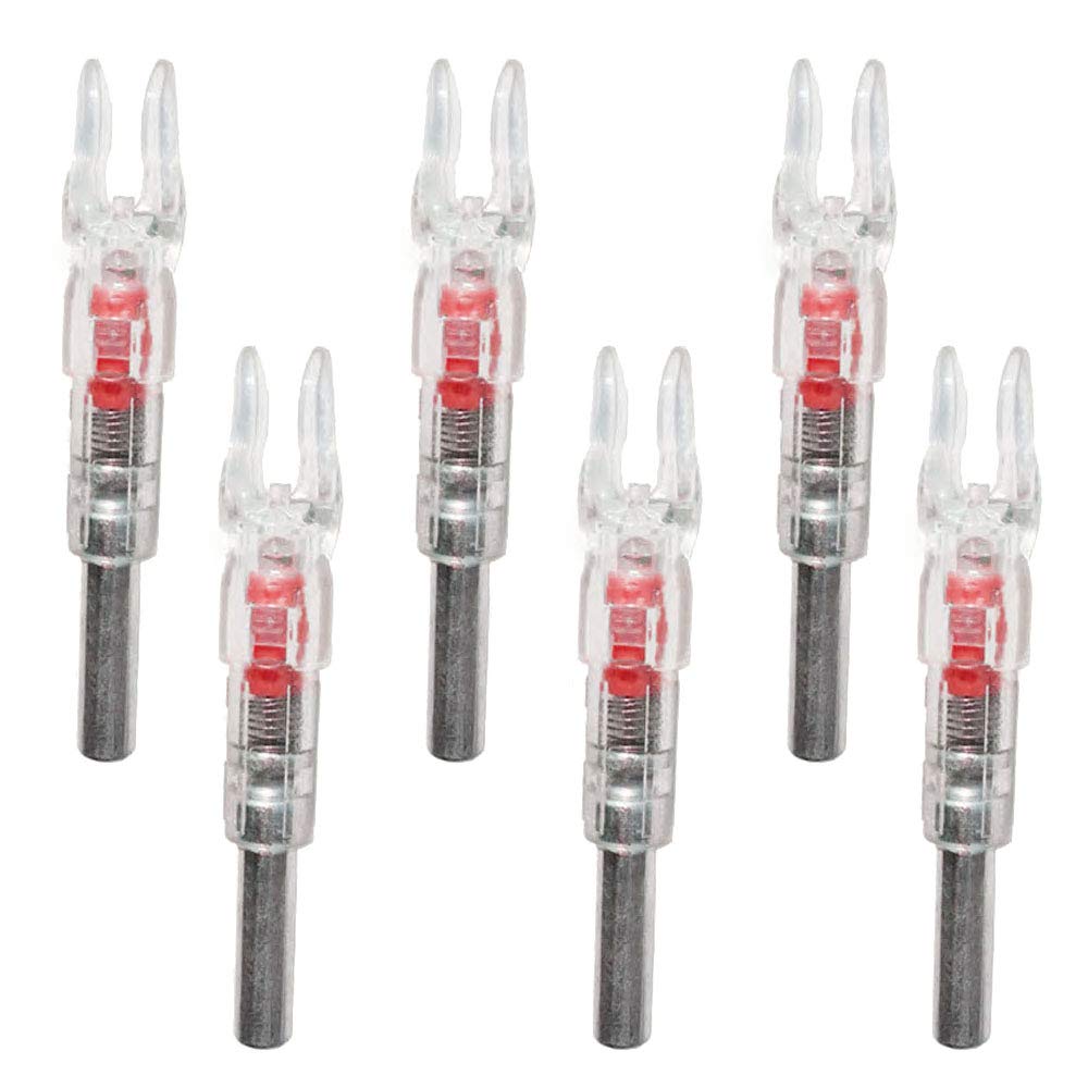 GUGA 6Pcs Lighted Arrow Nocks for Arrows with .244/6.2mm Inside Diameter.Archery Hunting Automatically Light, Including Various Arrow Shafts(red)