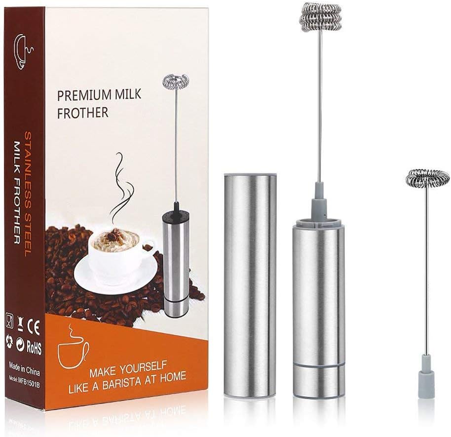 USB Chargeable Three Spring Whisk Head Electric Milk Frother Stainless Steel Handheld Milk Foamer Drink Mixer Two Speeds