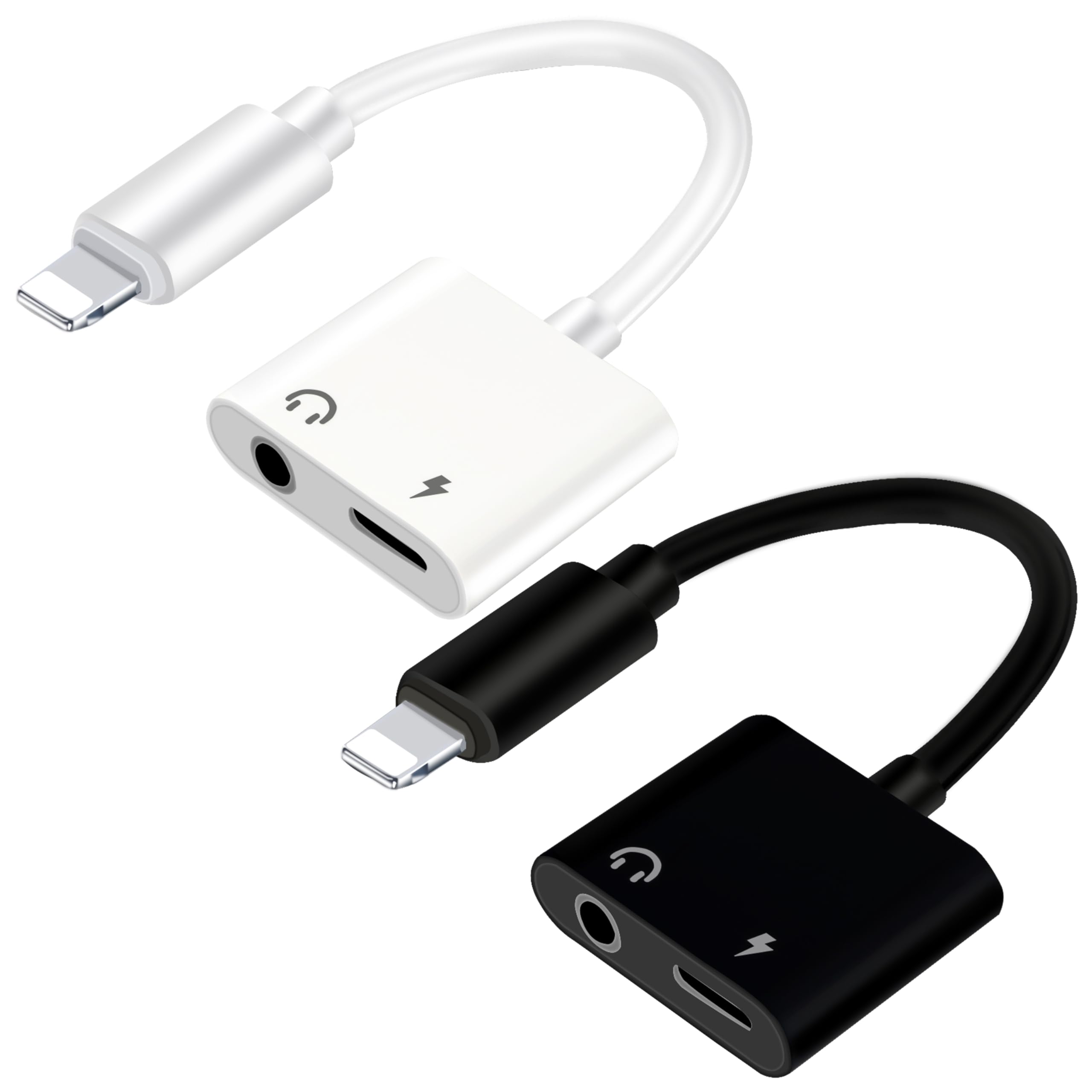 Photo 1 of (2 Pack - White & Black) Lightning to 3.5mm Headphone Jack Adapter for iPhone,Apple MFi Certified Dongle 2 in 1 Aux Audio and Charger Splitter Adapter Compatible with iPhone 14 13 12 11 XS XR SE 8 7