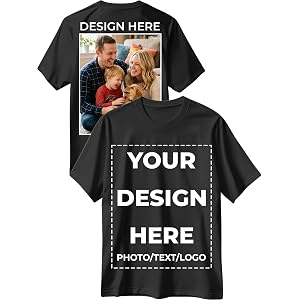 Custom T Shirts for Men Women Design Your Own Front Back Print Customized Shirt Image/Text/Photo Personalized Cotton T-Shirts