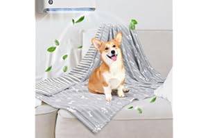 DEAMOSER Dog Cooling Blanket Lightweight Self Cooling Blanket Bed Cover for Small Medium Dogs Washable Dog Cat Summer Blanket &Ice Silk Cooling Pet Blanket for Crate&Kennel Sofa (Dog Bone) M