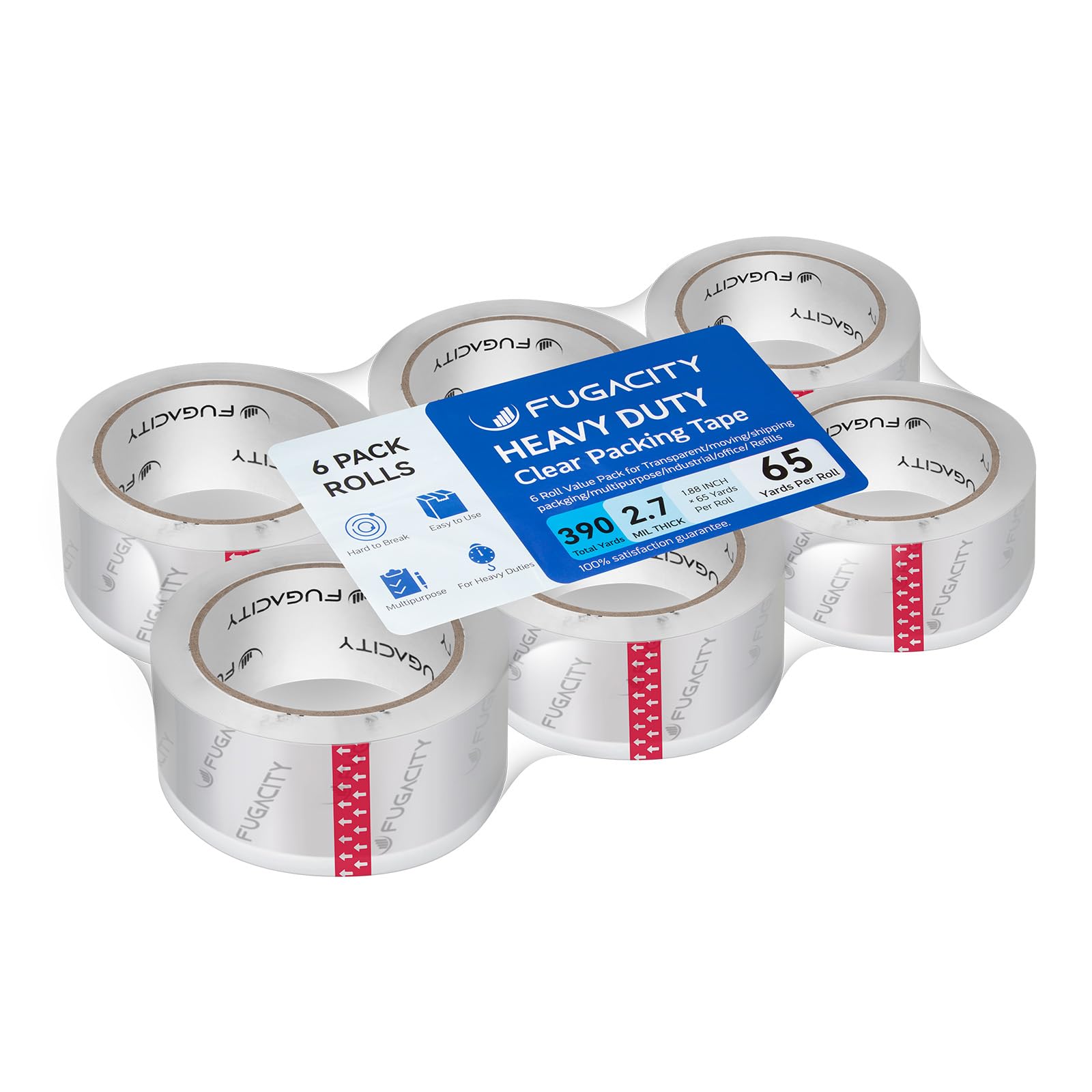 Photo 1 of *PARTIAL SET*
FugaCity Clear Packing Tape Refills (6 Rolls),Heavy Duty Packaging Tape for Moving Sealing, Moving Supplies,2.7 Mil Thick, 1.88 in Wide,65 Yards PER Roll,Total 390 Yards