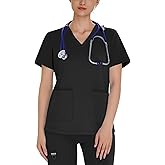Kecols Scrub Tops for Women V-Neck Classic Fit with Two Pockets for Medical Uniforms Four-Way Stretch, Anti-Wrinkle