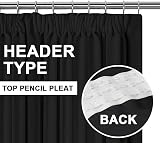 H.Versailtex Blackout Thermal Pencil Pleat Curtains 66x90 Two Panels Black view 3