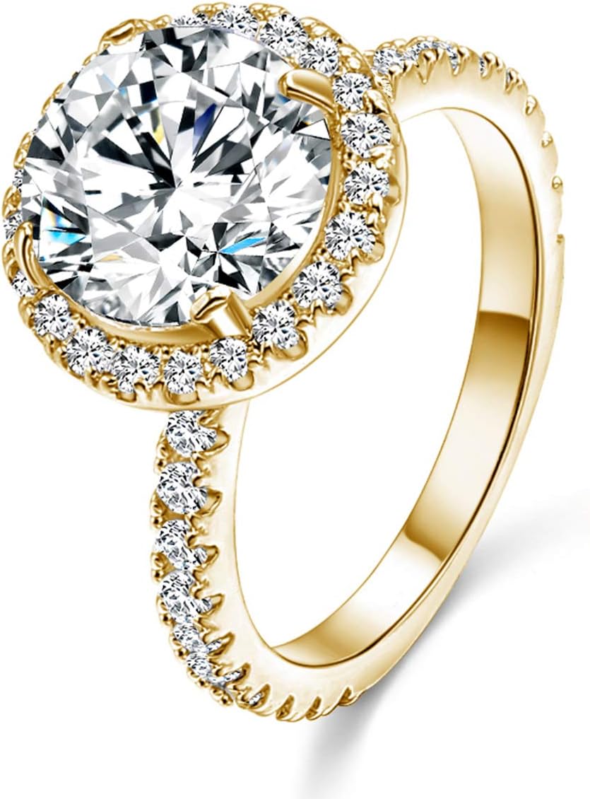 JIANGYUEClassic Bridal Sets Band Ring for Women, 3 Ct 8 Heart 8 Arrow White AAA Cubic Zirconia Rose Gold Big Main Stone Cocktail Engagement Wedding Mothers Day Gifts Rings Size 5 6 7 8 9 10