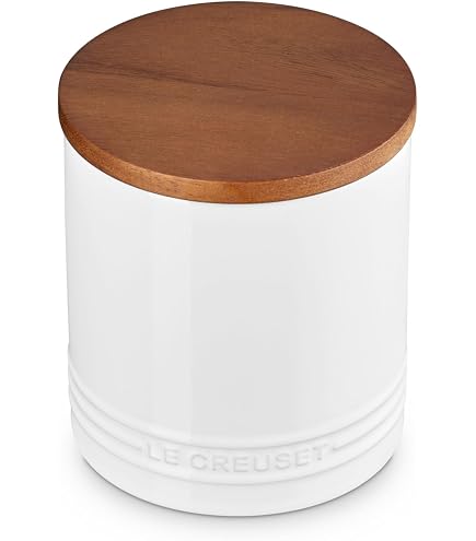 Amazon.com: Le Creuset Stoneware Canister with Wood Lid, 23 oz