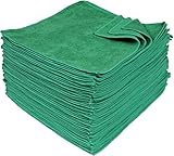 Eurow Microfiber 12 x 12in 350 GSM Cleaning Towels Green - 50 Pack