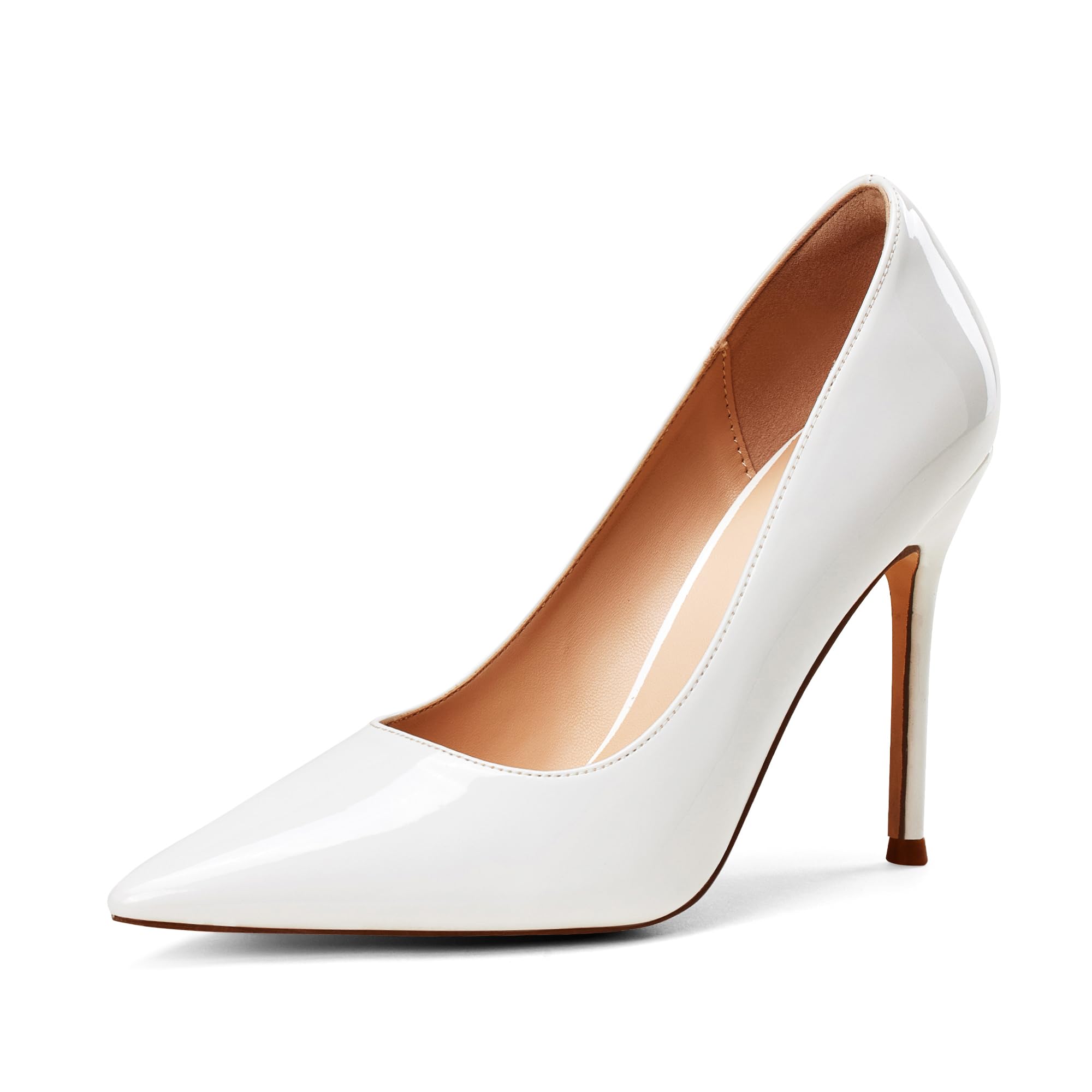 thumbnail image 2 of EQWLJWE Women’s High Chunky Closed Toe Block Heels Pointed Toe Wedding Party Elegant Slip On Pumps Shoes 2 of 13