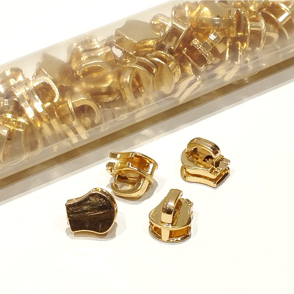 Injected Zipper Sliders 36 Pieces/Tube, Metal Sliders for Sewing and Repair Zippers, Zipper Puller, Golden Sliders 5#, (5#, Gold)