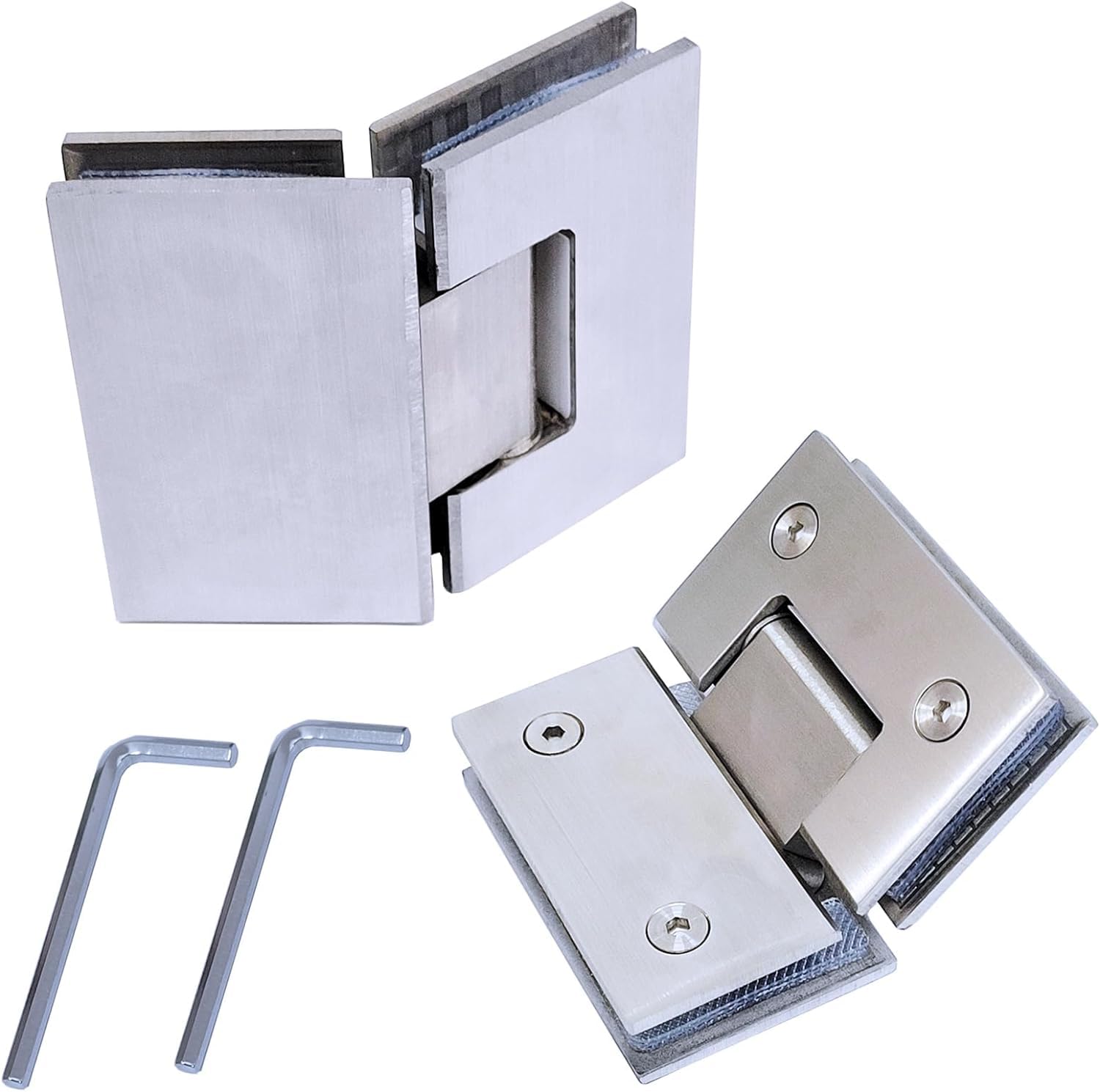 2 Packs 304 Stainless Steel 135 Degree Heavy Duty Solid Shower Door Hinges Frameless Glass Door Hinges Bathroom Gate Clamp for 8-12 mm Toughened Glass Rust & Corrosion Resistance