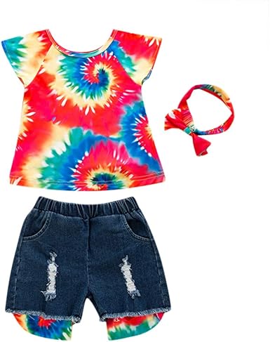rainbow tie dye denim shorts