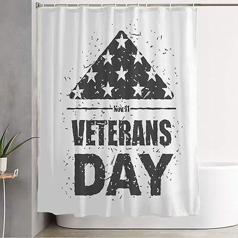 N\A Duschvorhang Blau Veterans Day USA Gefaltete Novemberferien Rote