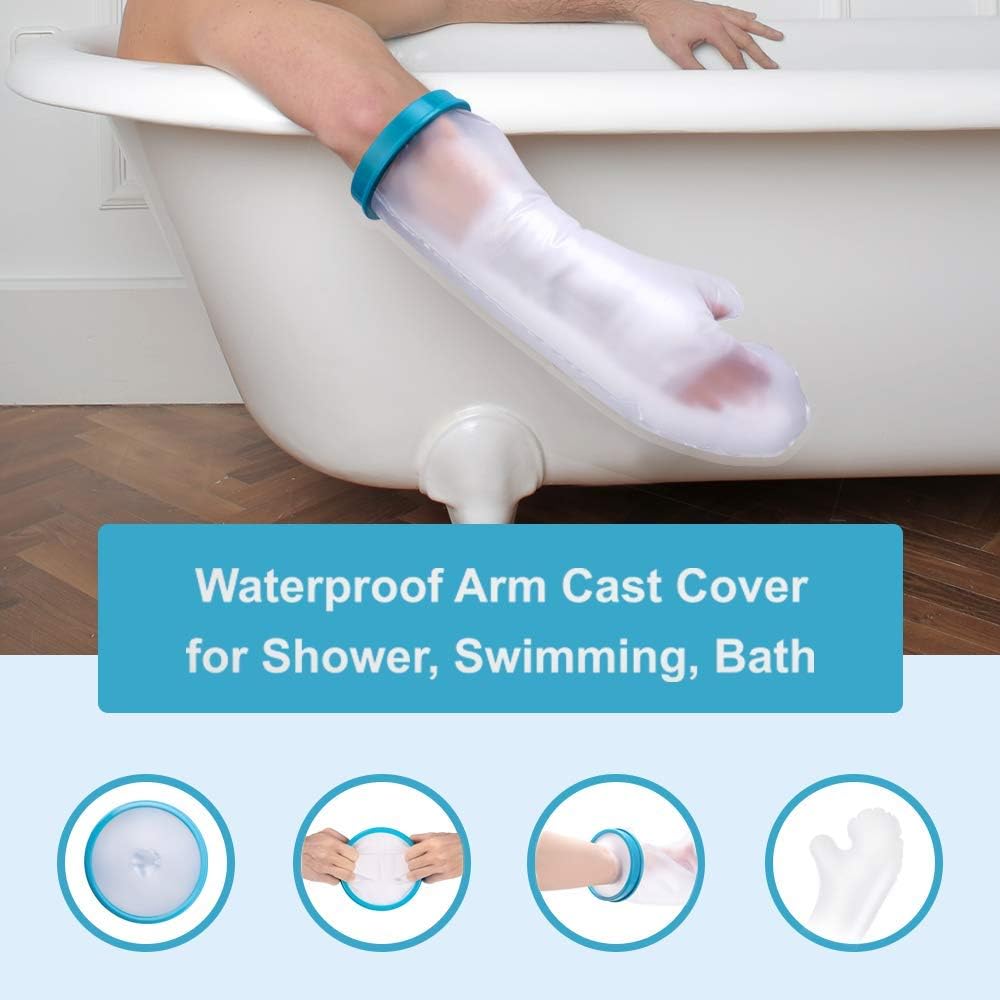 [2020 New Upgrade]Adult Waterproof Arm Cast Wound Cover Protector for Shower Bath, Arm Cast Sleeve Bag Covers for Broken Hands, Wrists, Reusable Bandage Cover Dressing Protector-19.09 inches: Health & Personal Care