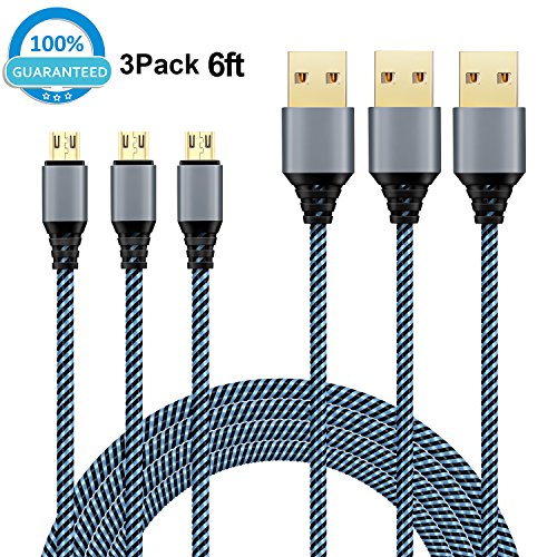 Micro USB Cable, Celltronics 6FT Micro USB to USB Android Charger Cable, Fast USB Charging Cable for Windows/PS4/XBOX/Camera/MP3 and other Devices (3Pack)