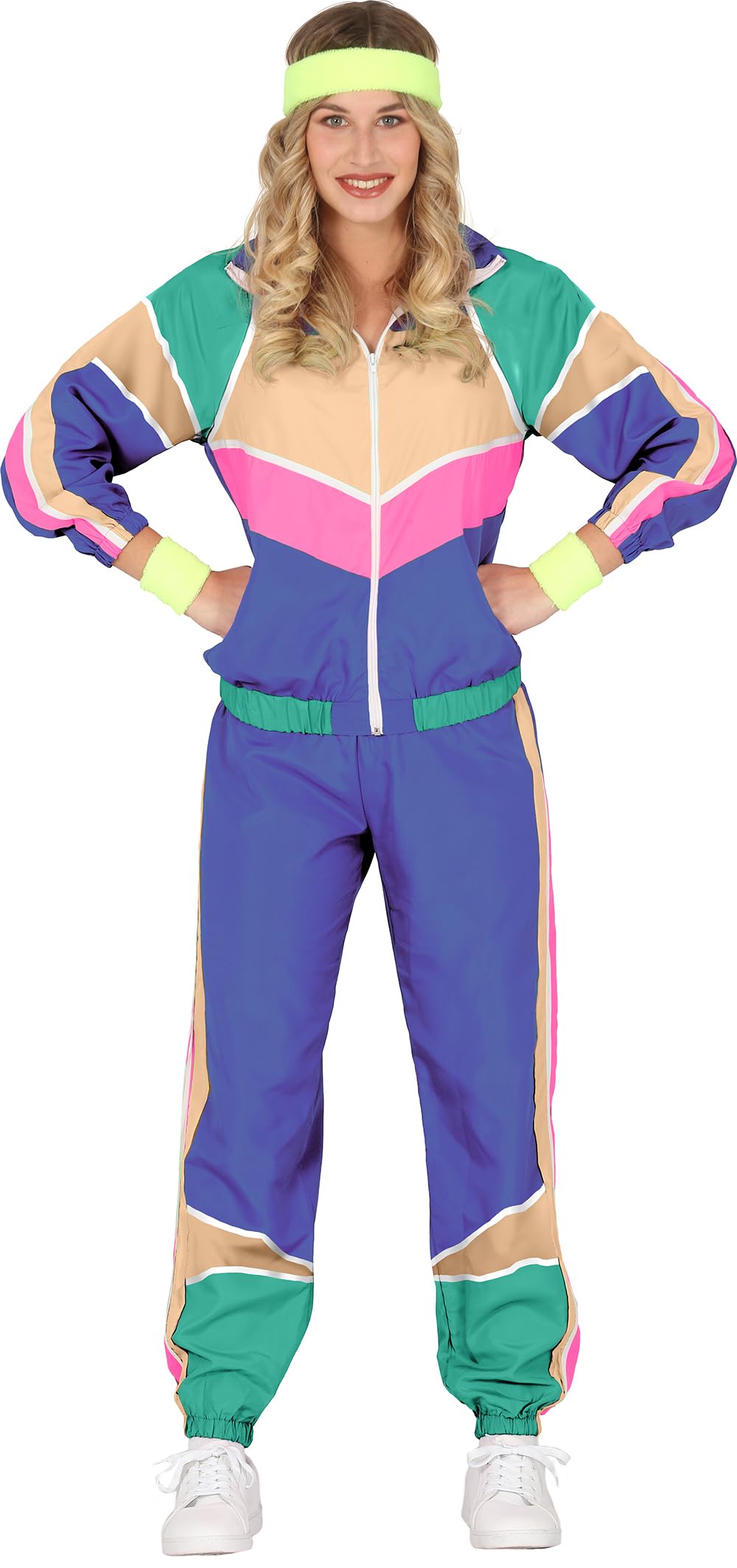 FIESTAS GUIRCA | 80s Gymnast Fancy Dress for Women (14-16/L) - Jacket and Trousers - Sports and Retro Costumes for Fancy Dress Parties, Halloween and Carnival - Adult - Blue and Multicolour