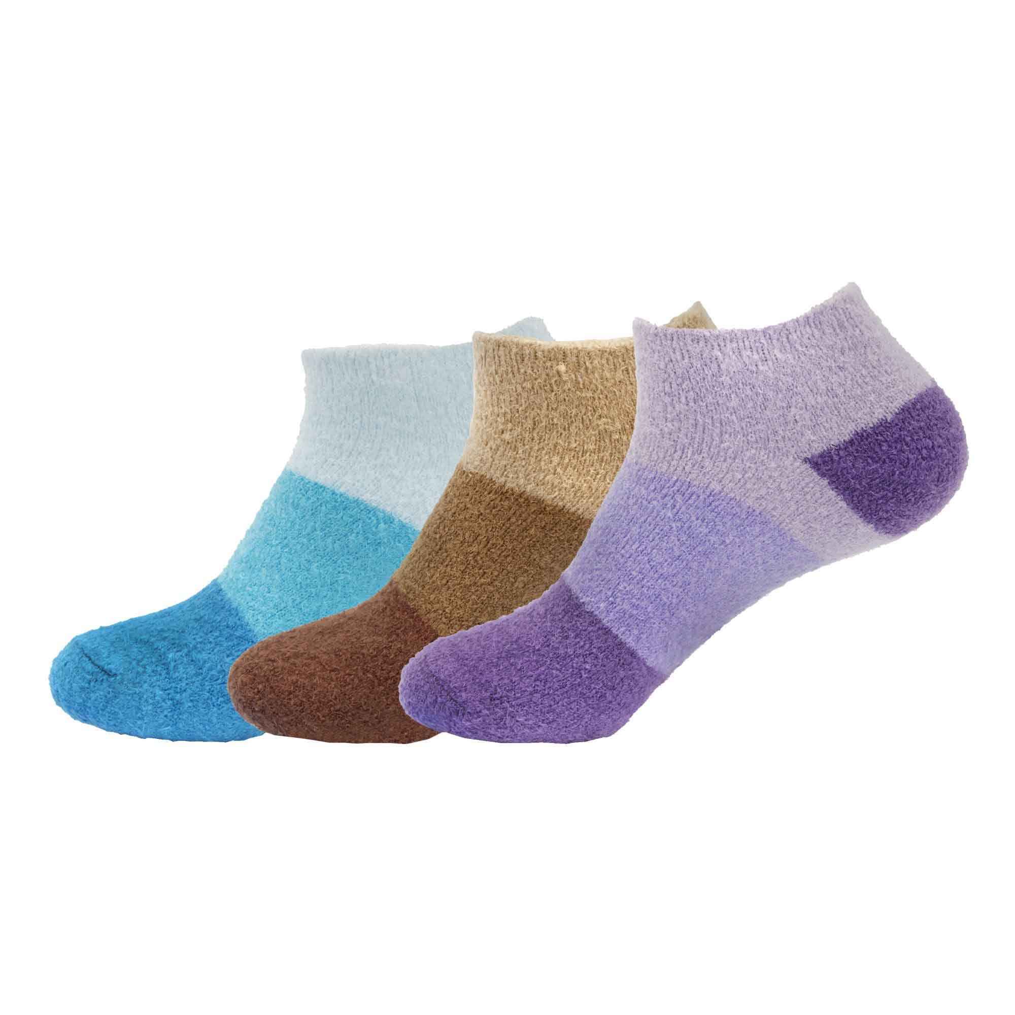 BambooMN Women's Small Super Aloe Infused Fuzzy Nylon Socks - Assortment F - X-Large (UK Size 7-11)