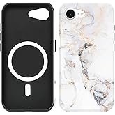 Obbii Compatible with iPhone 16e Case [Compatible with MagSafe] -Shockproof Protective Slim Soft TPU Cover Phone Case 6.1" (White Golden Marble, iPhone 16e 6.1")