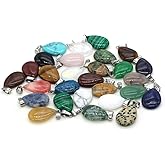 Zotoone Wholesale 20pcs Natural Stone Pendants,Teardrop Quartz Crystal Stone Pendant Water Drop Healing Chakra Reiki Charms Bulk for Jewelry Making 16x28mm(Assorted)