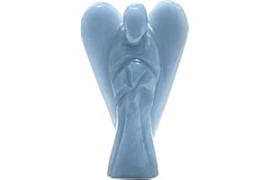ANAYA AGATE Angelite Angel Statue – 2" Beautiful Gemstone Guardian Angel – Natural Crystal Angel – Hand-Carved Angel Charms for Protection, Love, Peace, and Positive Energy – Angel Figurines Decor