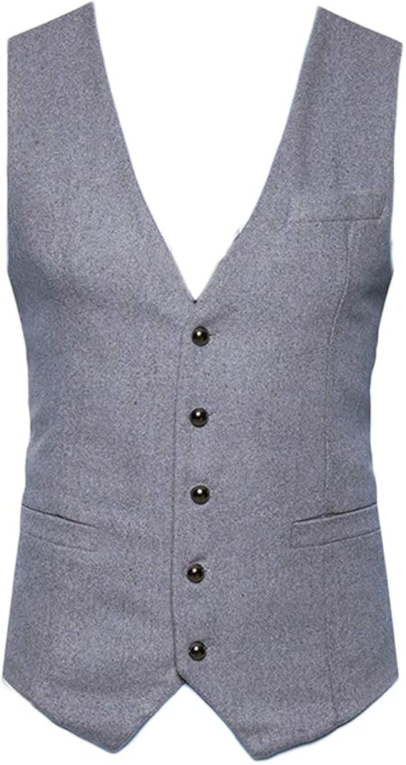 Gilet Costume Sans Manches Homme Veste Col En V Business
