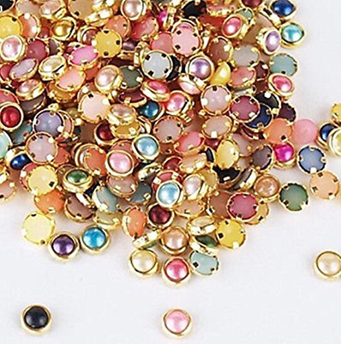 Rhinestone Decoration with Wheel Studs Glitter 120pcs 3D Nail Art Random Mixed Tips Pearls