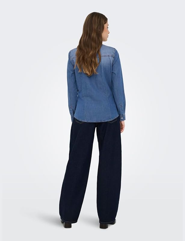 ONLALEXA L/S DNM Shirt FS Noos, Camicia da Donna Donna, Medium Blue Denim,