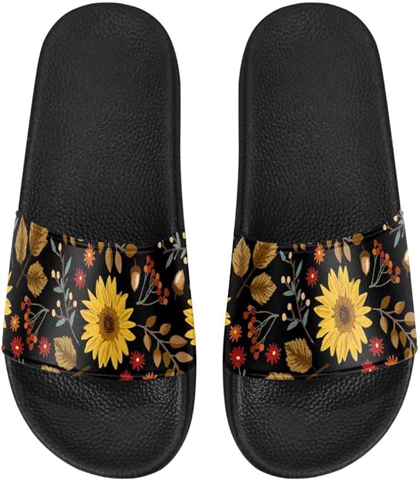 Amazon.com | INTERESTPRINT Maple Leaves, Sunflowers, Flowers Ditsy Men's Sandals, Shoes for Men 