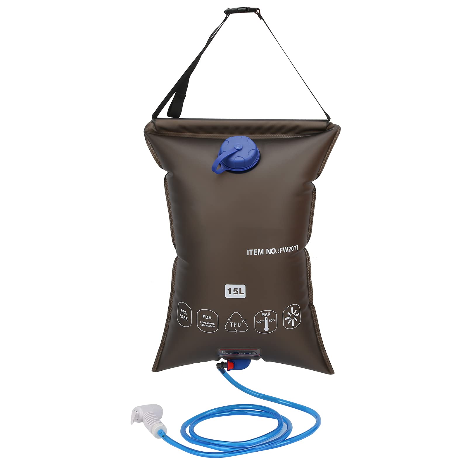 VGEBY Camping Showers, 15L Portable Outdoors Foldable Shower Bag with Shower Nozzle Suitable for Hiking Camping Beach Swimming Other Climbing Camping Supplies Hiking Camping