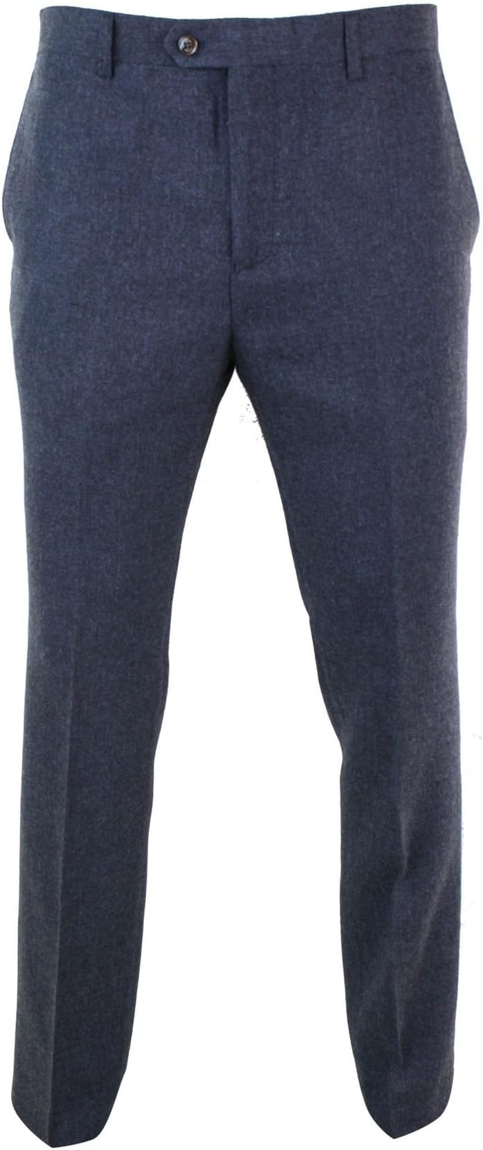 Mens Herringbone Tweed Vintage Retro Check Wool Trousers Classic
