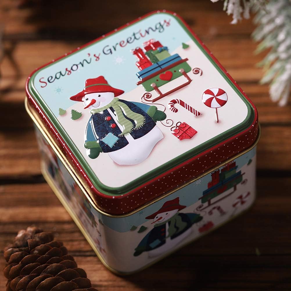 Scatola Regalo Quadrata in Latta JiuRong Contenitore per Caramelle di Natale  Contenitori per Decorazioni Natalizie Contenitore