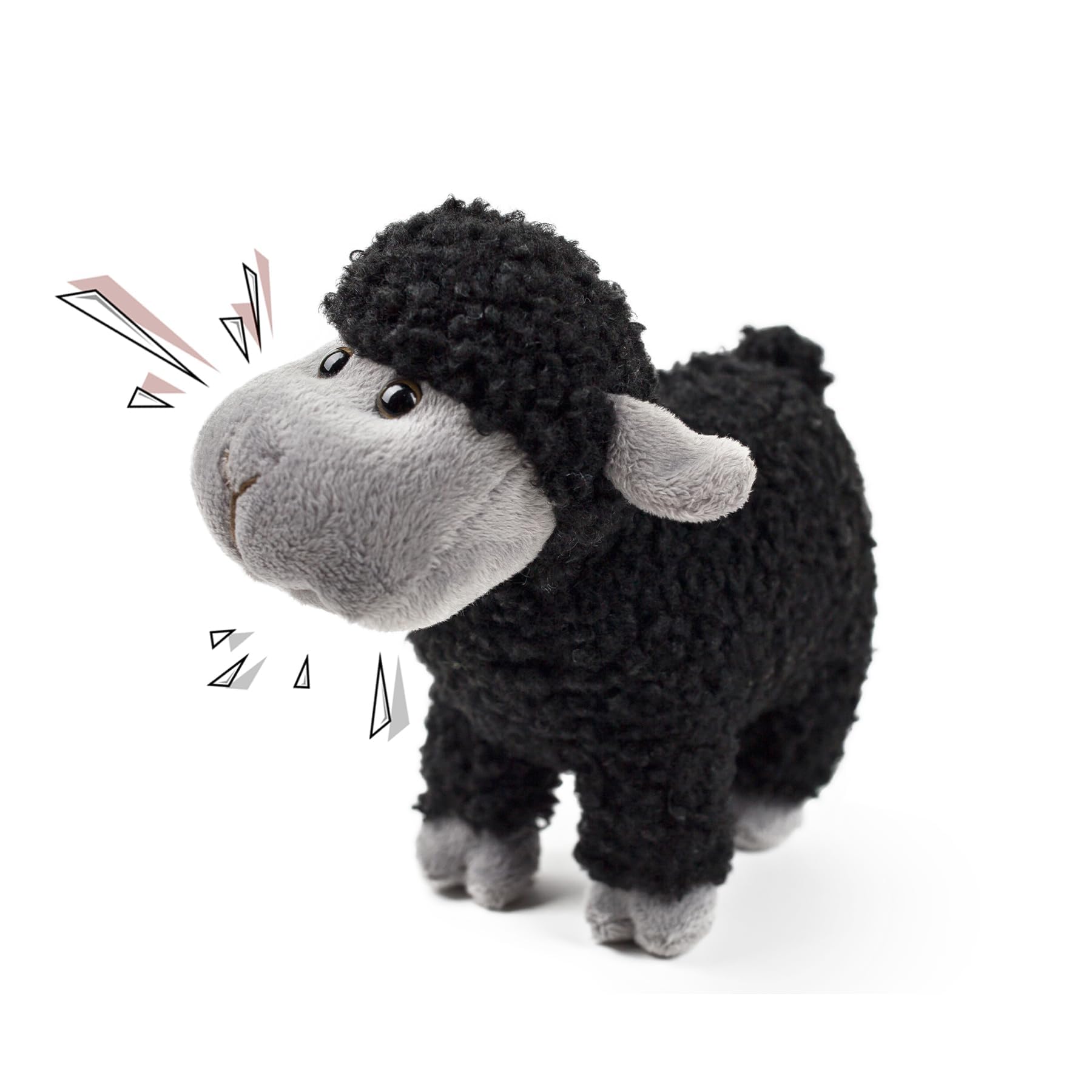 RLOMUTE 7"Black Standing Lamb Sound Module Plush Toy Cute Soft Stuffed Animal Makes Funny Screaming Sheep Sounds Liven Up Atmosphere Hilarious Gag Party Gift for Friends and Coworkers (Black Standing)